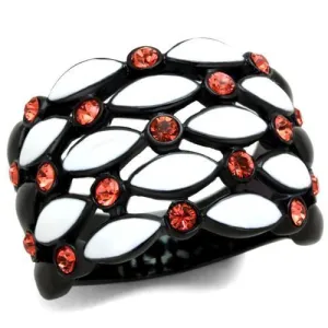 IP Black(Ion Plating) Stainless Steel Ring with Top Grade Crystal in Garnet for Women Style TK1832