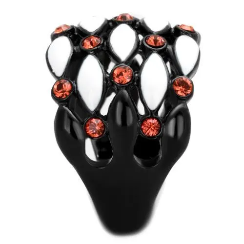 IP Black(Ion Plating) Stainless Steel Ring with Top Grade Crystal in Garnet for Women Style TK1832