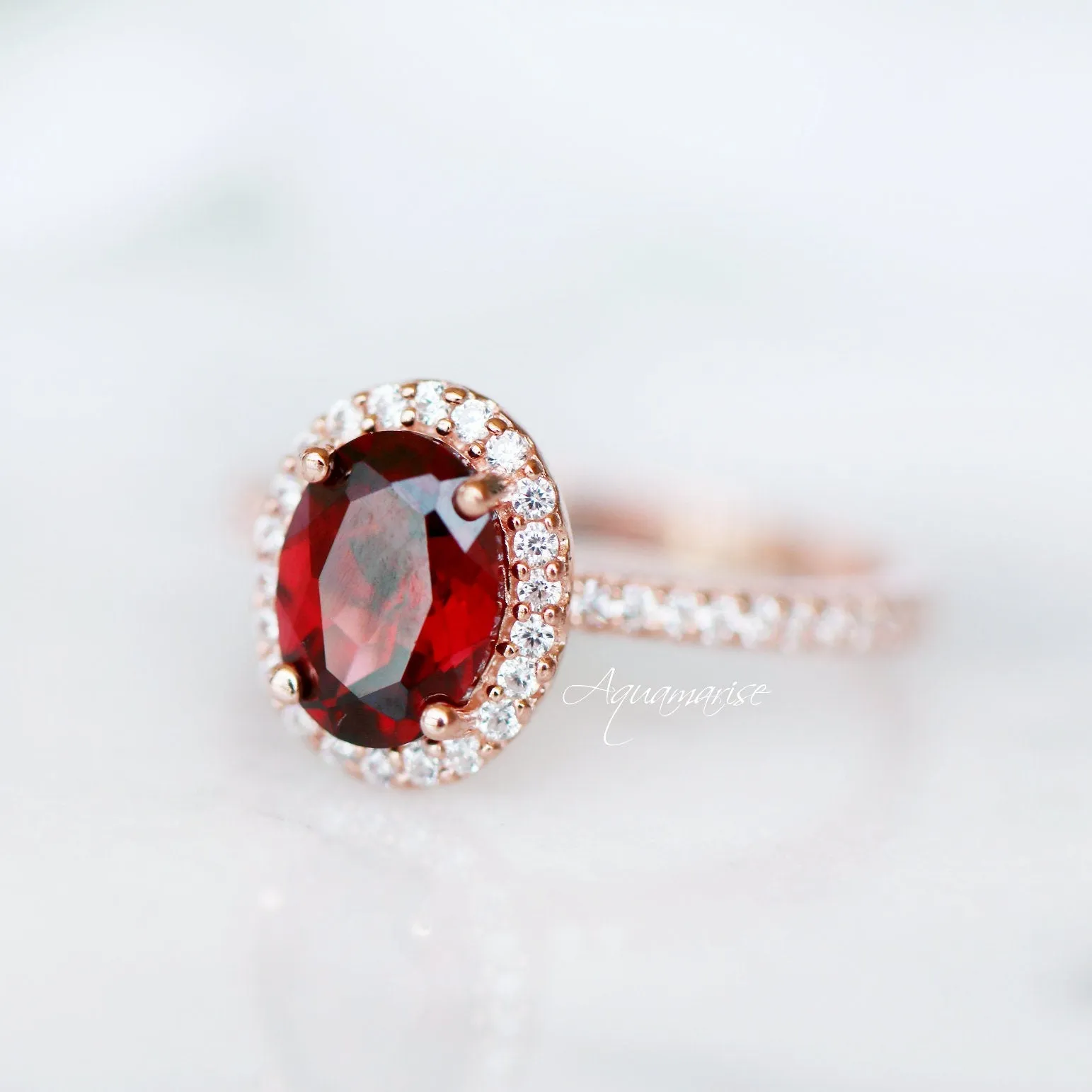 Iris Garnet Ring- 14K Rose Gold Vermeil