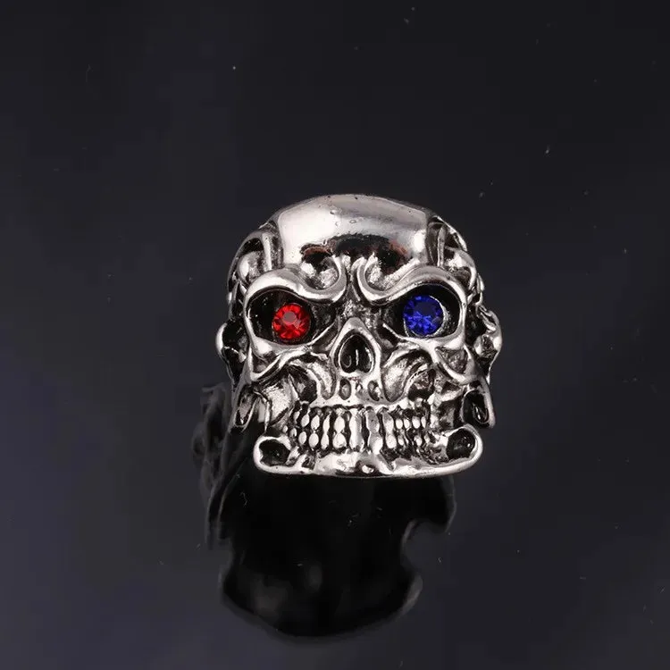 Japanese Red Face Prajnapara Dark Black Made Old Ring, Ring, Ghost Mask Street Boys Punk Fashion Opening Hand Jewelry