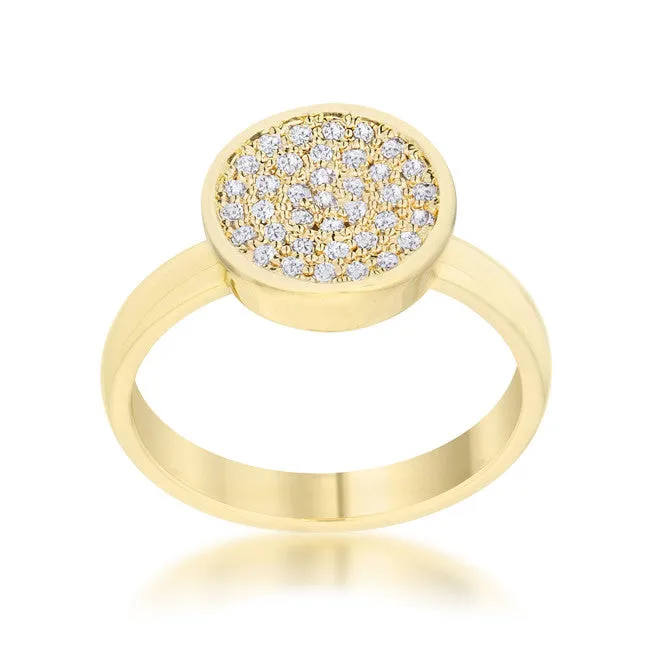 Krystal 14k Gold Pave Circle Cluster  Fashion Cocktail Ring | 0.2ct | 14k Gold