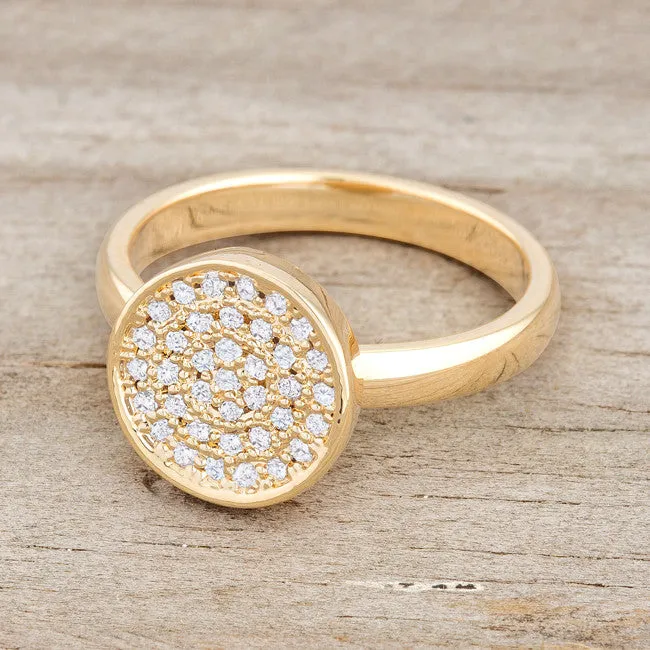 Krystal 14k Gold Pave Circle Cluster  Fashion Cocktail Ring | 0.2ct | 14k Gold