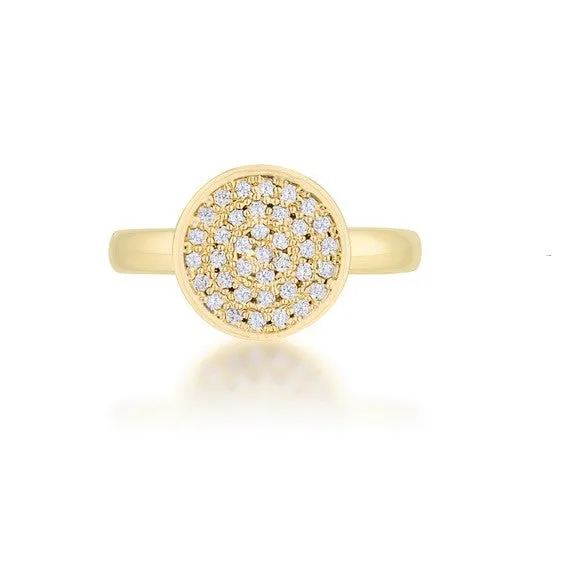 Krystal 14k Gold Pave Circle Cluster  Fashion Cocktail Ring | 0.2ct | 14k Gold