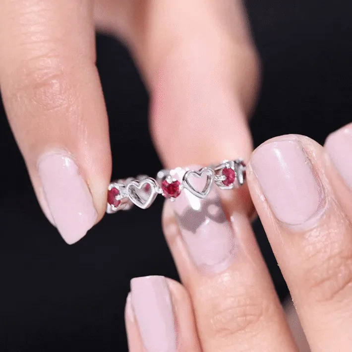 Lab Created Ruby Open Heart Eternity Band Ring