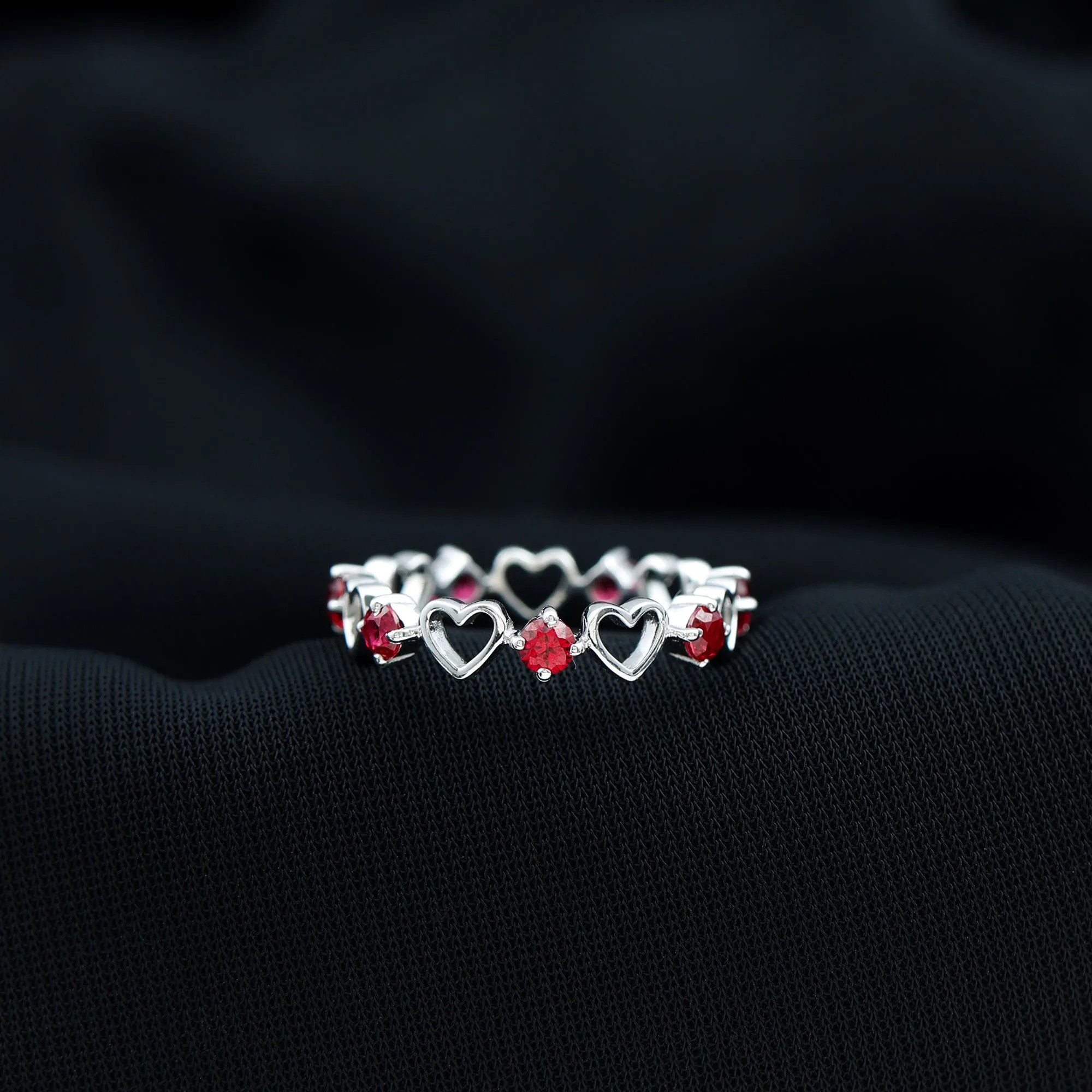 Lab Created Ruby Open Heart Eternity Band Ring