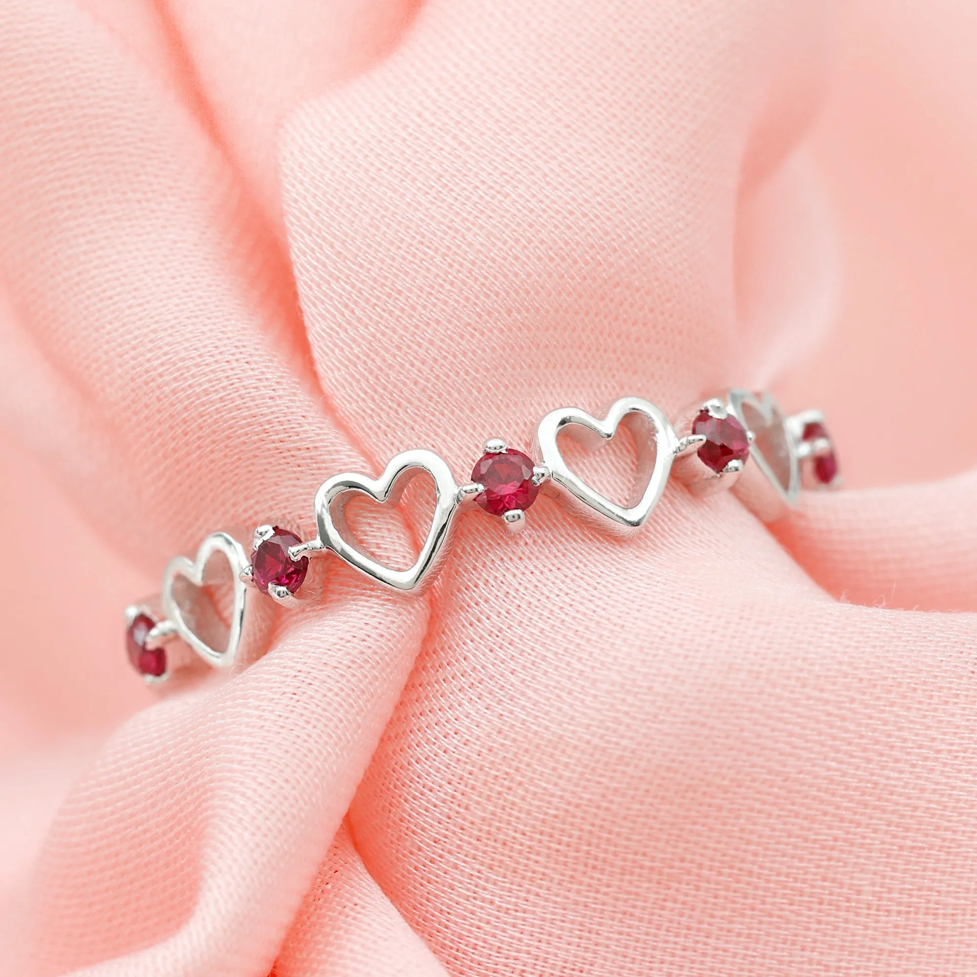 Lab Created Ruby Open Heart Eternity Band Ring