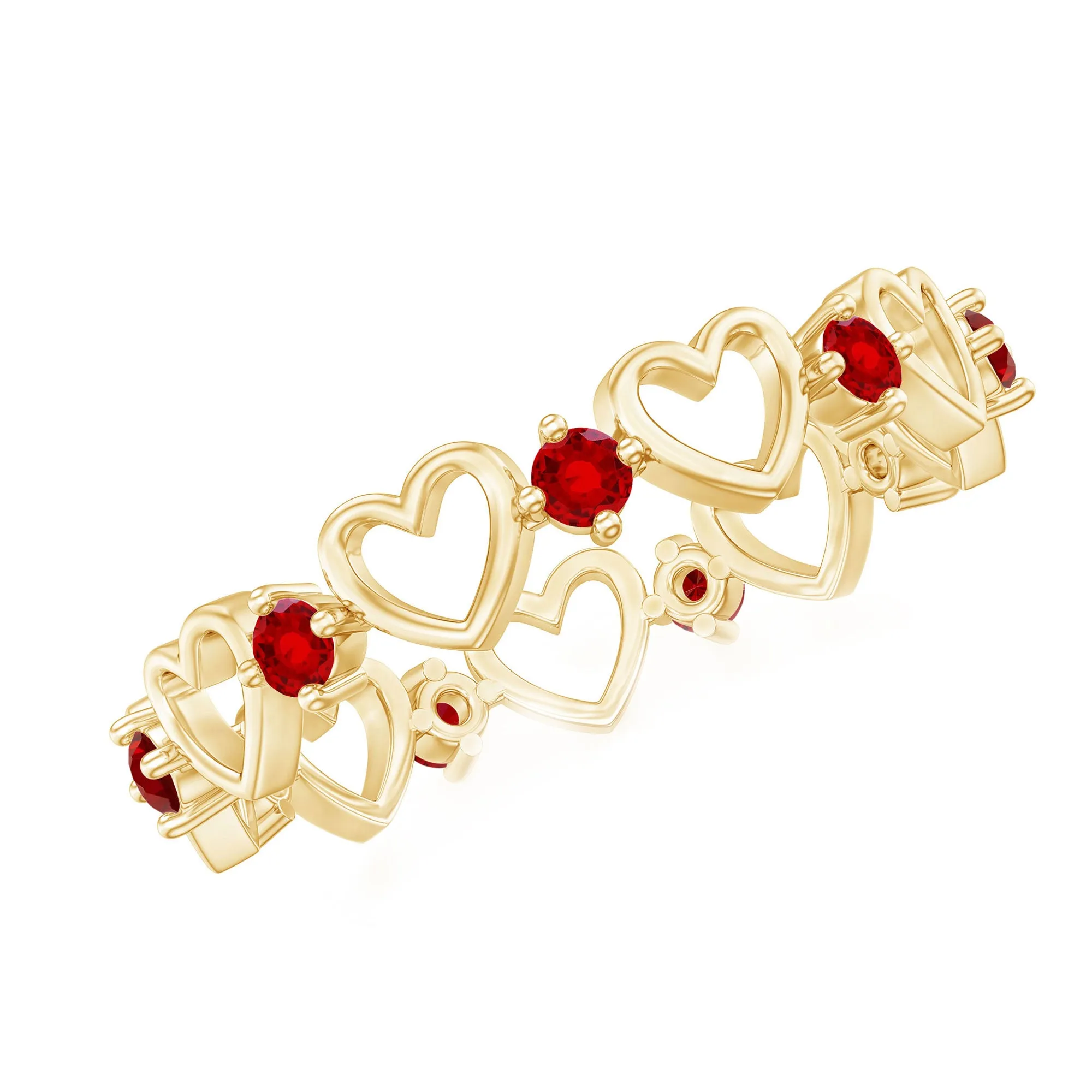 Lab Created Ruby Open Heart Eternity Band Ring