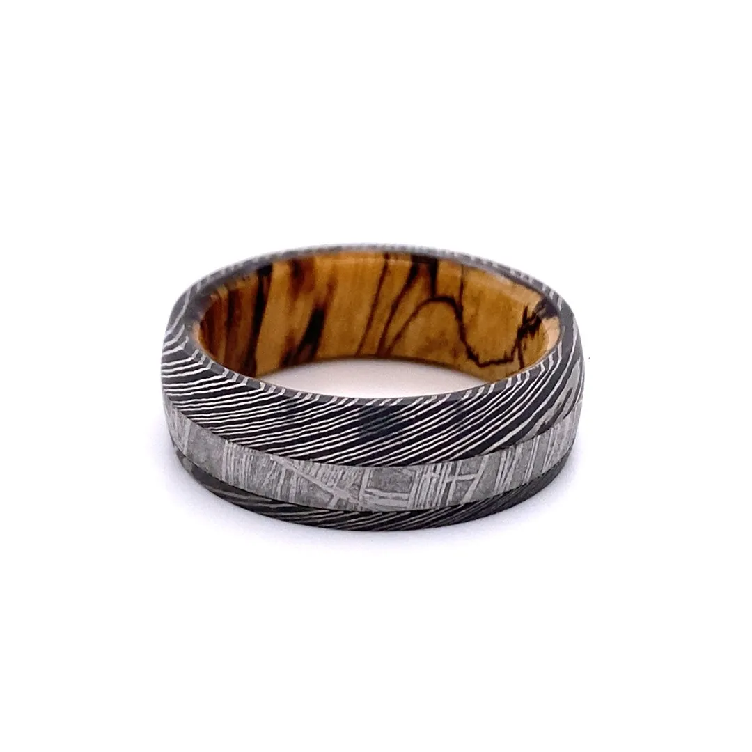 Lashbrook Damascus Steel Fancy 8mm Wedding Band HWsleeveD8D13OC/METEORITE-10