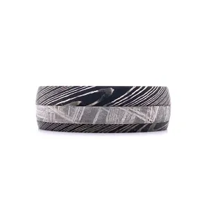 Lashbrook Damascus Steel Fancy 8mm Wedding Band HWsleeveD8D13OC/METEORITE-10