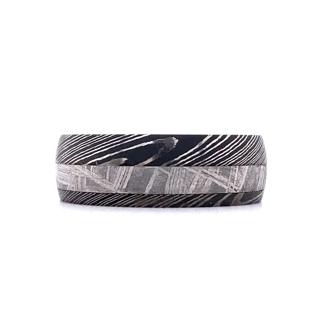 Lashbrook Damascus Steel Fancy 8mm Wedding Band HWsleeveD8D13OC/METEORITE-10