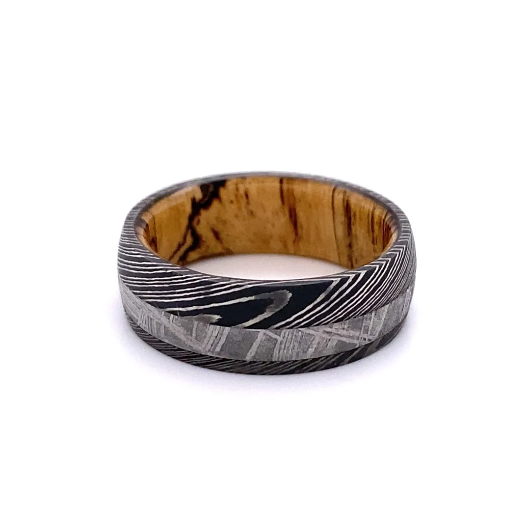 Lashbrook Damascus Steel Fancy 8mm Wedding Band HWsleeveD8D13OC/METEORITE-10