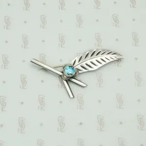 Leaf & Berries Brooch in Silver & Turquoise