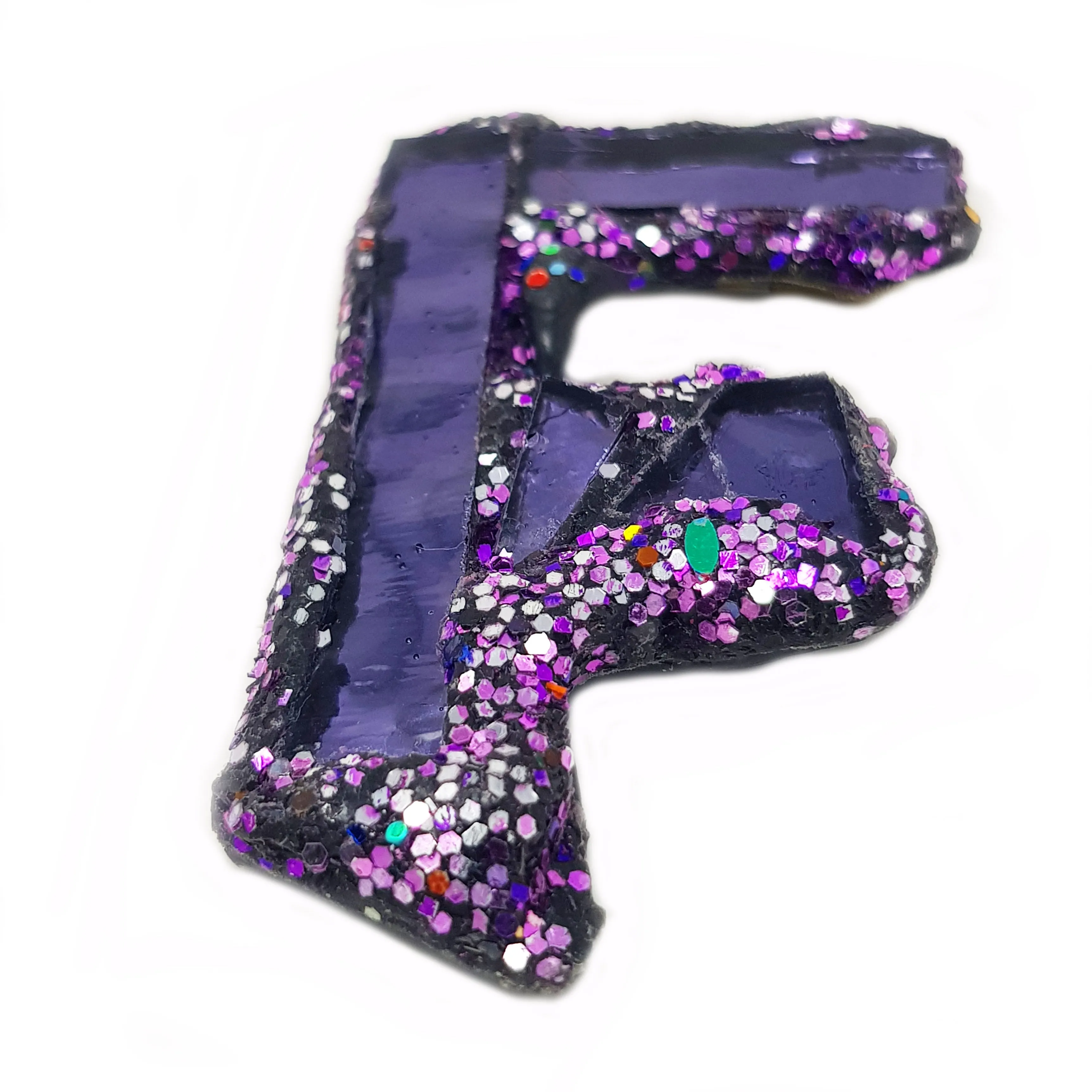 LETTER F - PURPLE BROOCH