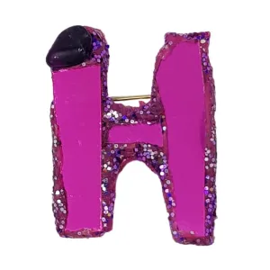 LETTER H -  PURPLE BROOCH