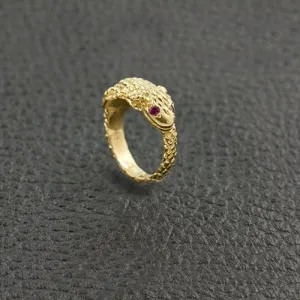 Lizard Ring with Ruby Eyes