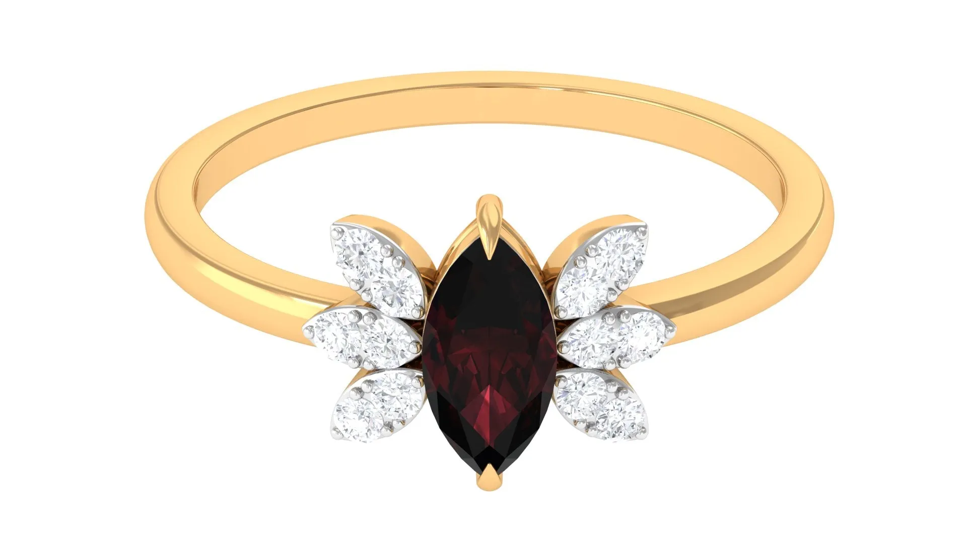 Marquise Garnet and Diamond Engagement Ring