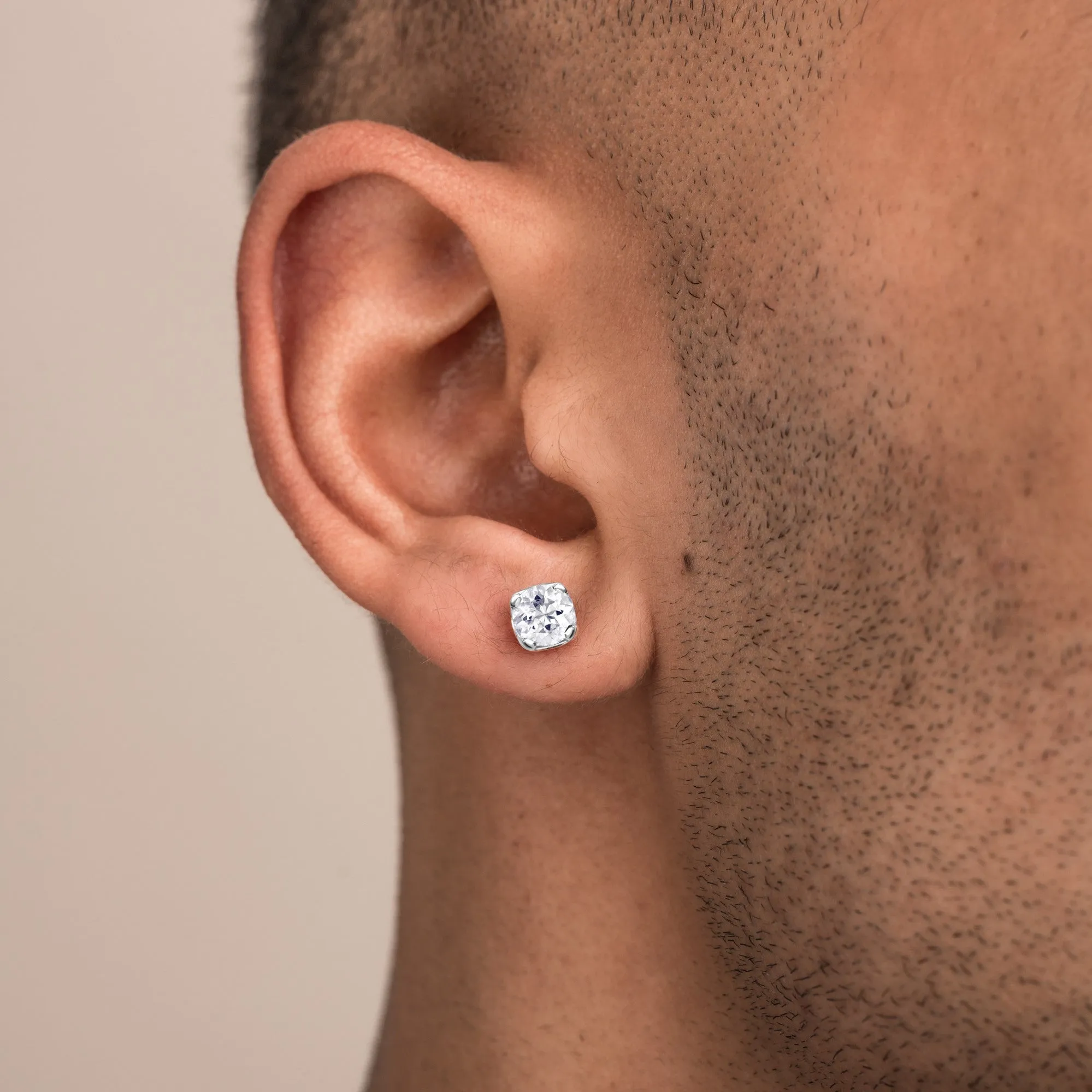 Men's Single 6mm White Topaz Stud