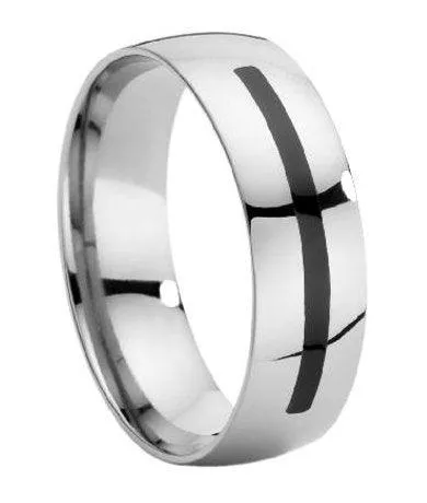 Men's Titanium Wedding Band with Enamel Insert-8mm