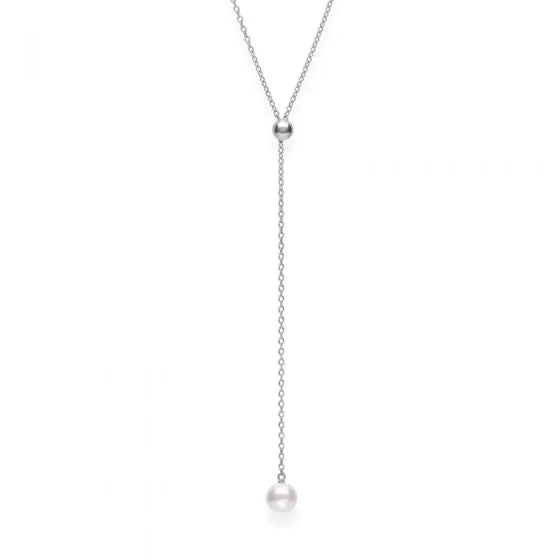 Mikimoto 18K White Gold Cultured Pearl Lariat Necklace