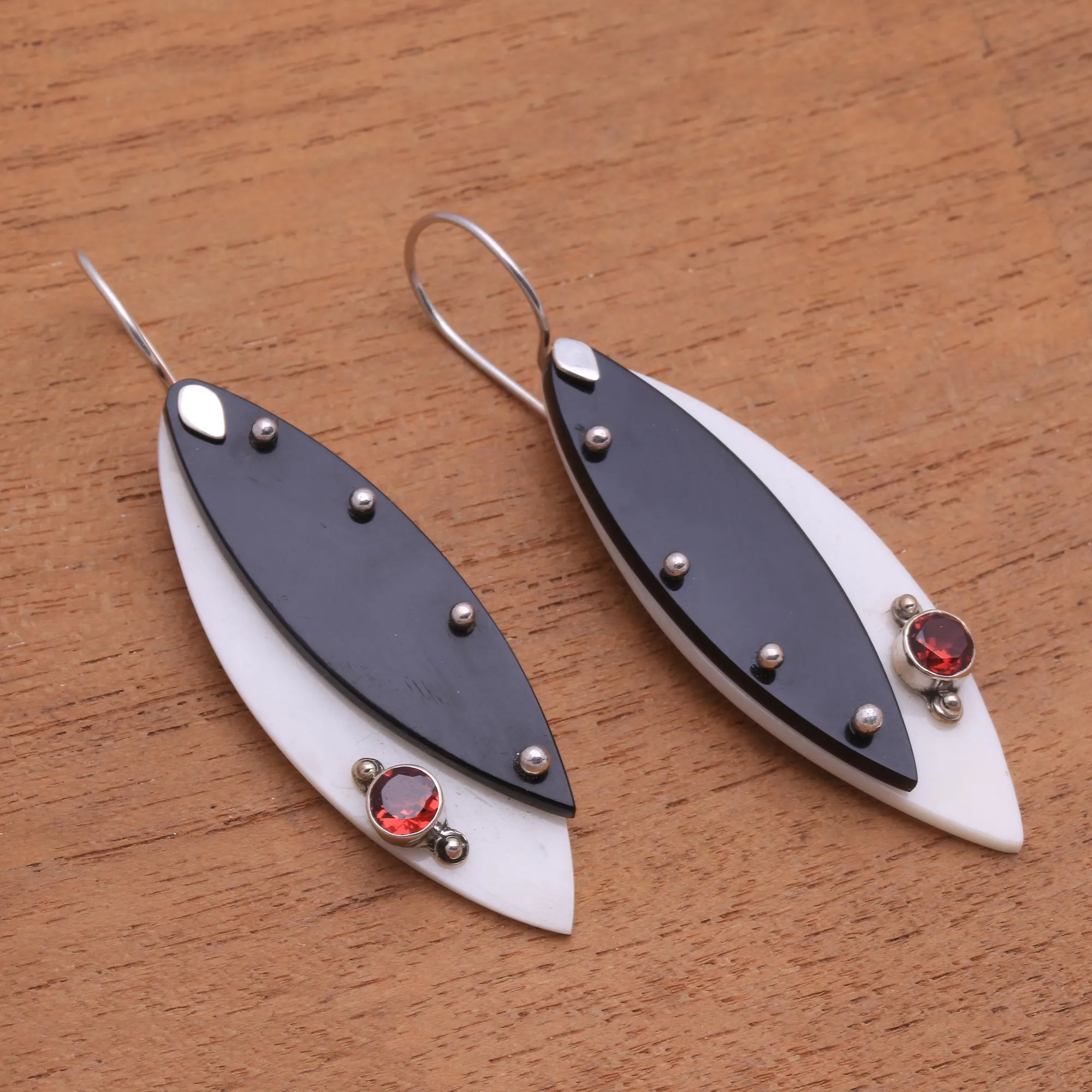 Modern Garnet Dangle Earrings from Thailand - Light's Edge | NOVICA