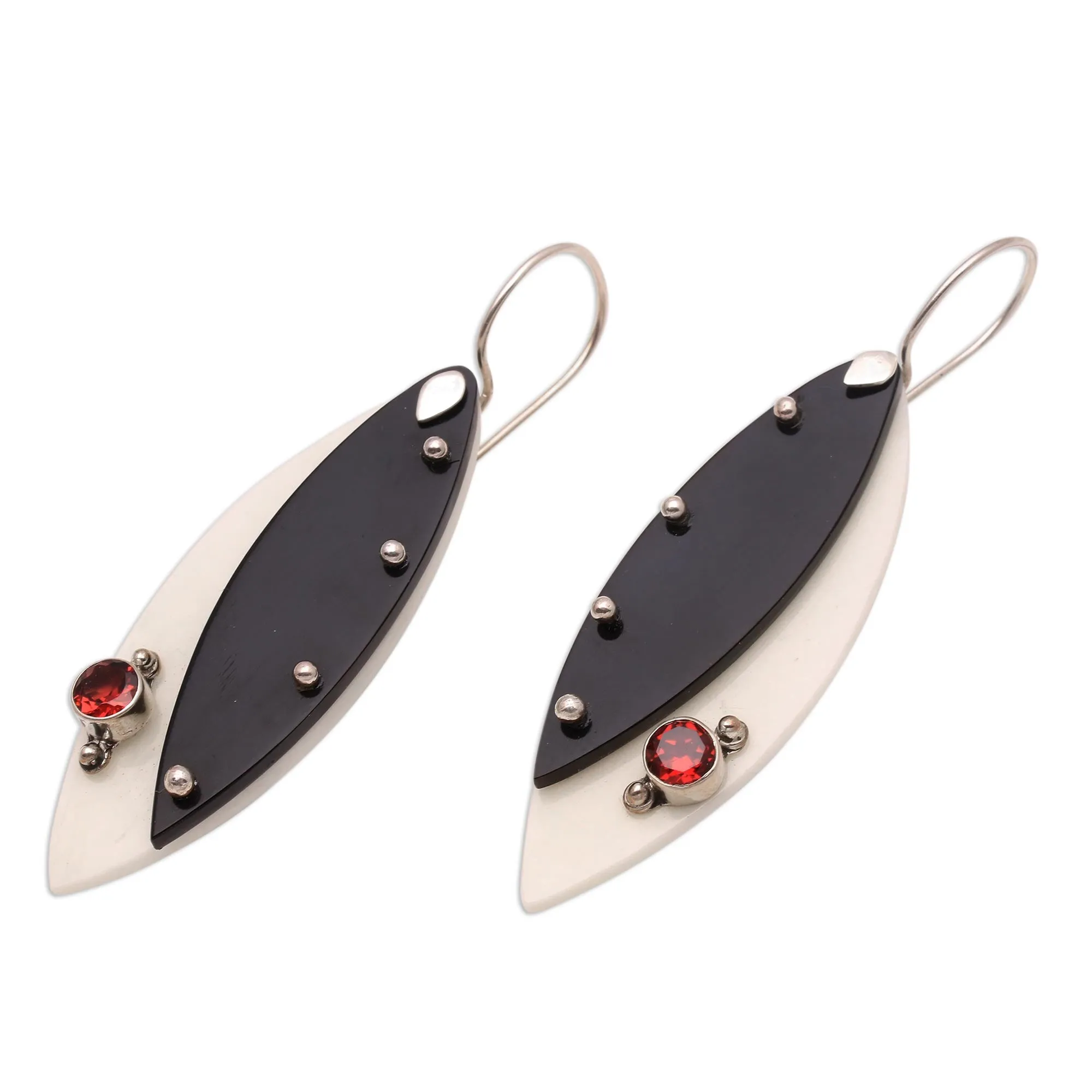 Modern Garnet Dangle Earrings from Thailand - Light's Edge | NOVICA