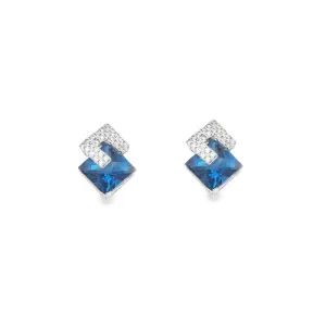 Mountz Collection London Blue Topaz and Diamond Earrings in 14K White Gold