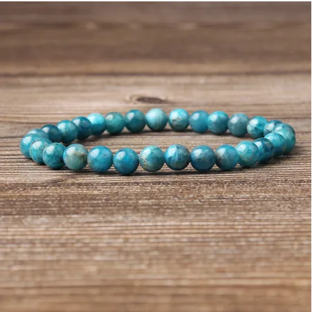 Natural Blue Apatite Bracelets Are Suitable For Men And Women To Wear Elastic Beaded Jewelry