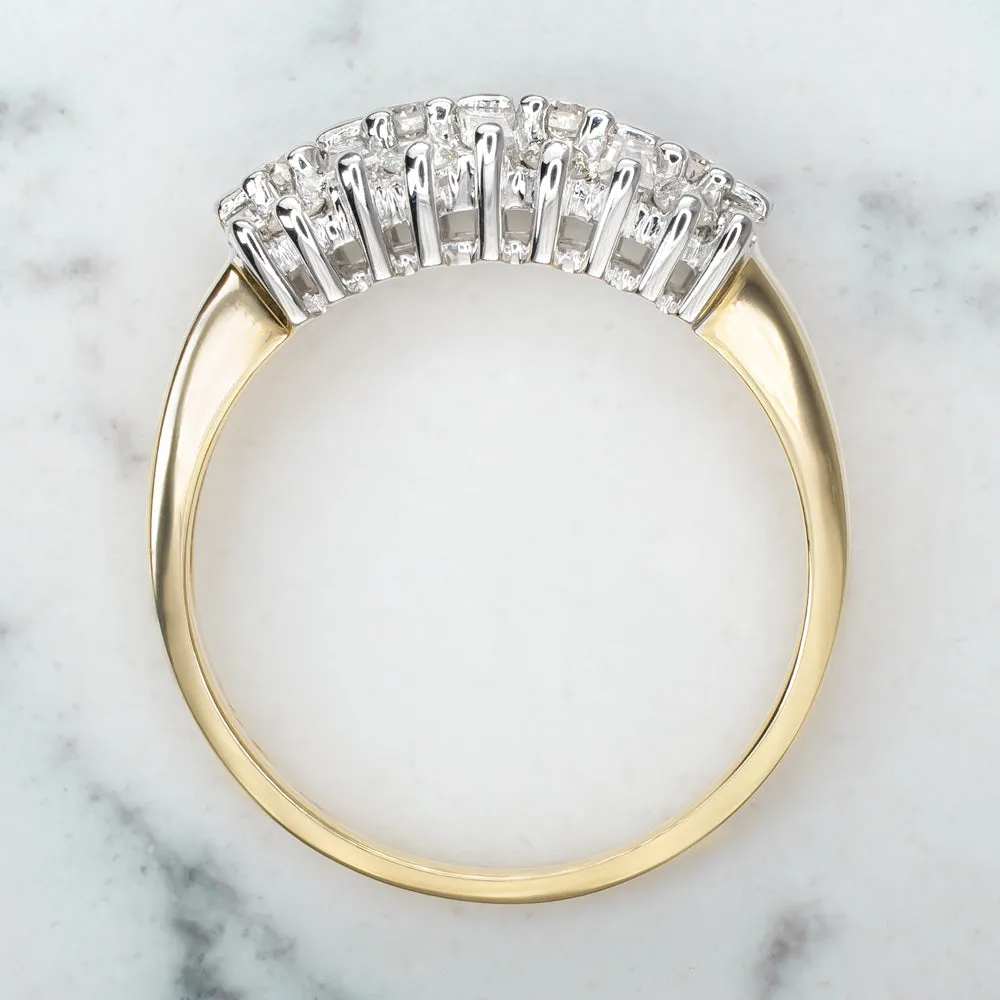 NATURAL DIAMOND COCKTAIL RING .65ct STACKING BAND 14K TWO TONE GOLD ANNIVERSARY