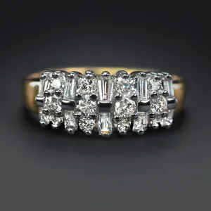 NATURAL DIAMOND COCKTAIL RING .65ct STACKING BAND 14K TWO TONE GOLD ANNIVERSARY