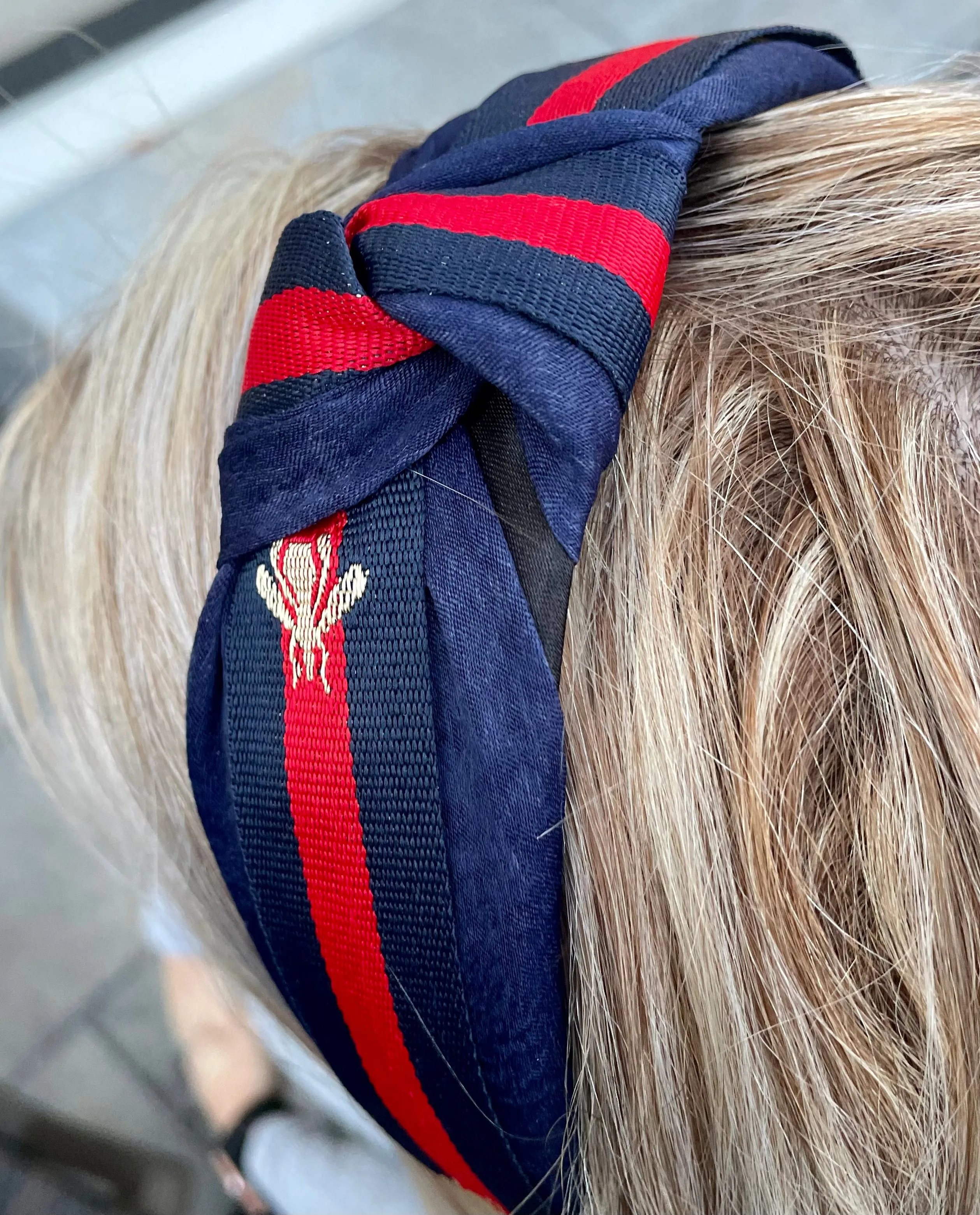 Navy Topknot Bee Headband