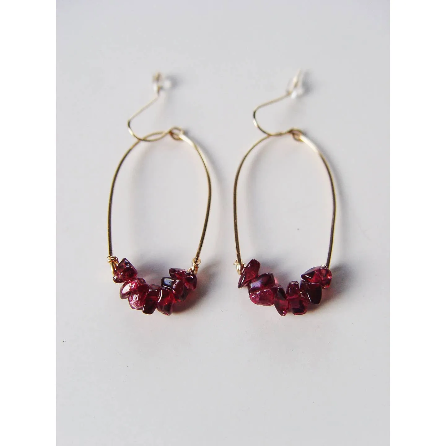 NEW! Red Garnet Nugget 14k Gold Filled Earrings by Friedasophie