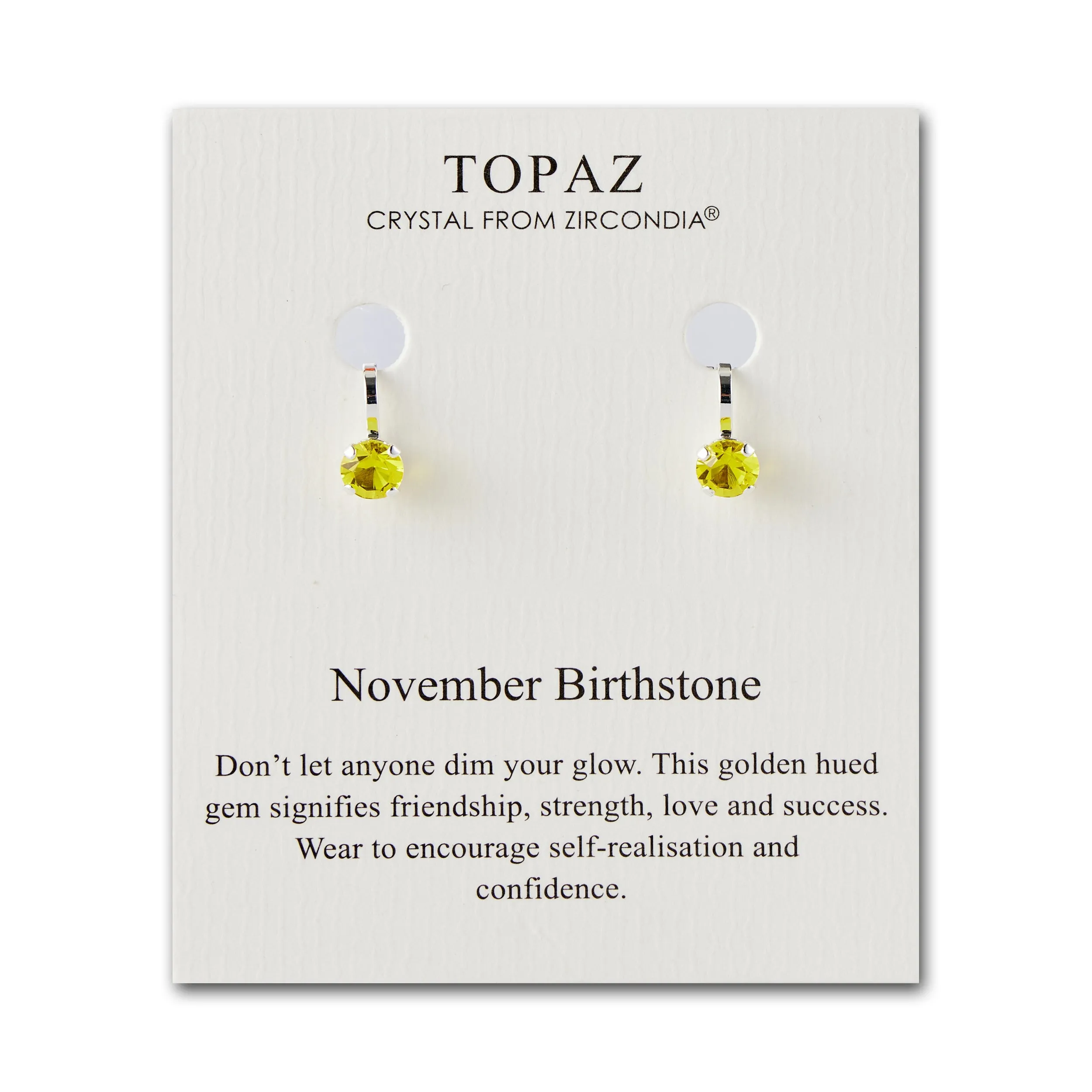 November (Topaz) Birthstone Clip On Earrings Created with Zircondia® Crystals