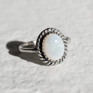 Opal Solitaire Ring - Vintage Opal Ring - October Birthstone Ring