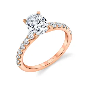 Oval Cut Classic Engagement Ring - Veronique 18k Gold Rose