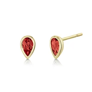 Pear Checkerboard-cut Garnet Stud Earrings