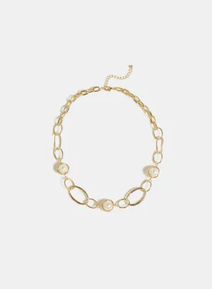 Pearl Insert Chain Link Necklace