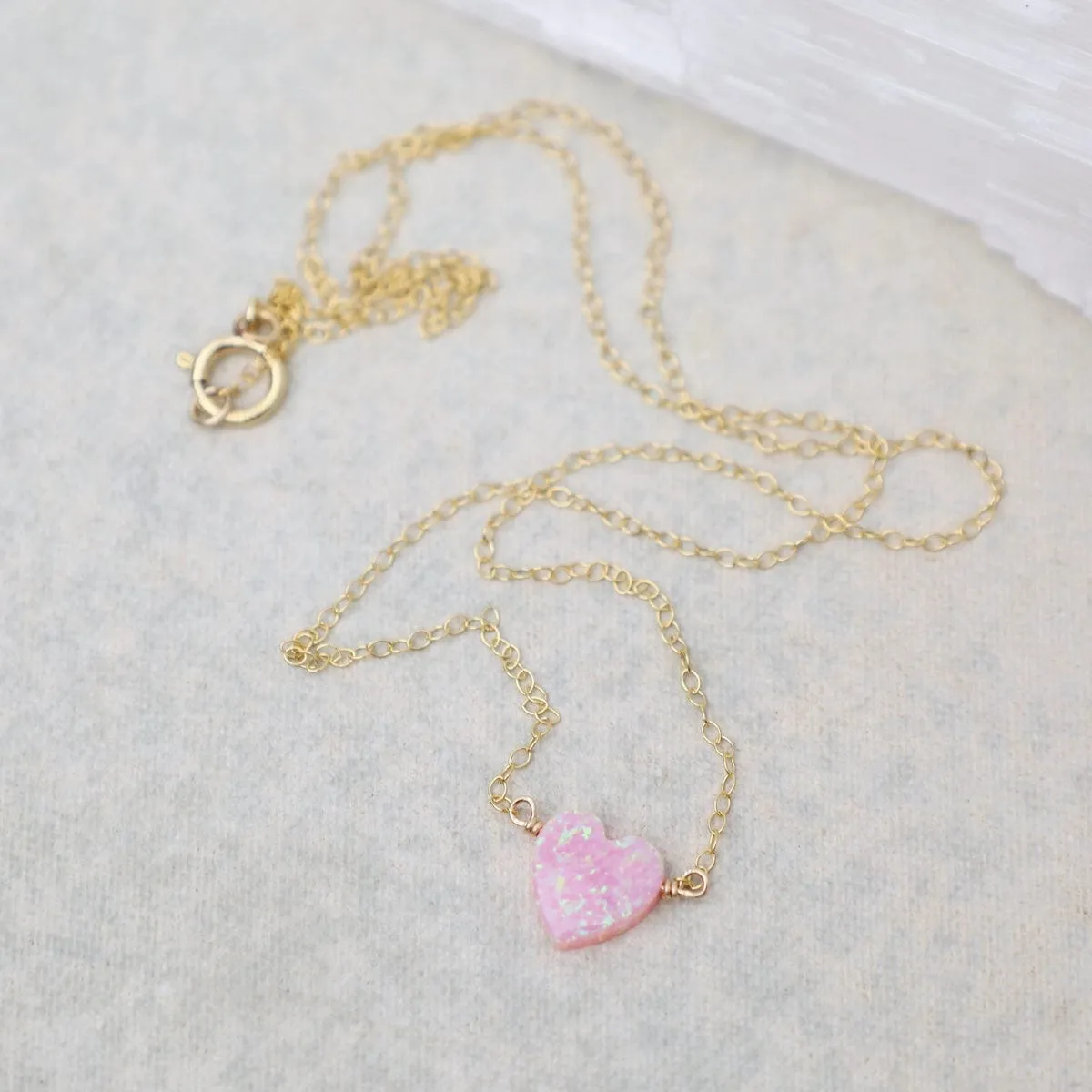 Pink Opal Heart Necklace