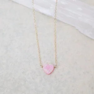 Pink Opal Heart Necklace