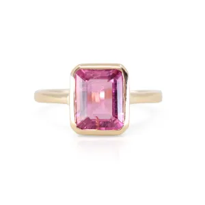 Pink Tourmaline Baguette 9K Yellow Gold