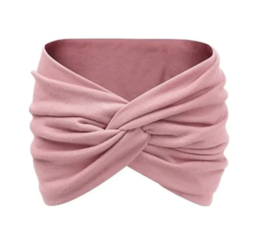 Pink Wide Twist Turban Headband Ear Warmer