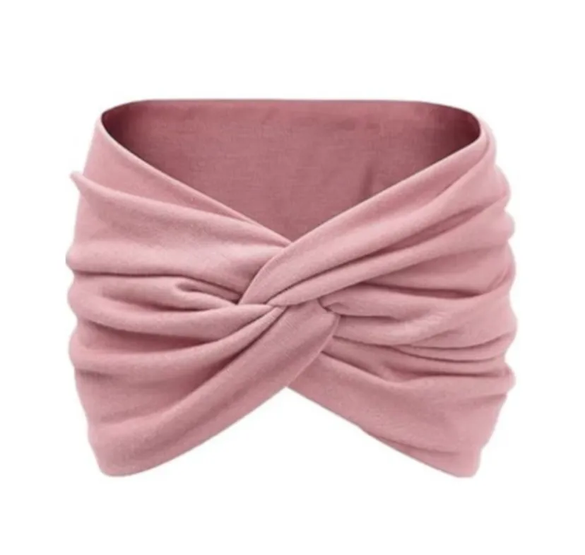 Pink Wide Twist Turban Headband Ear Warmer