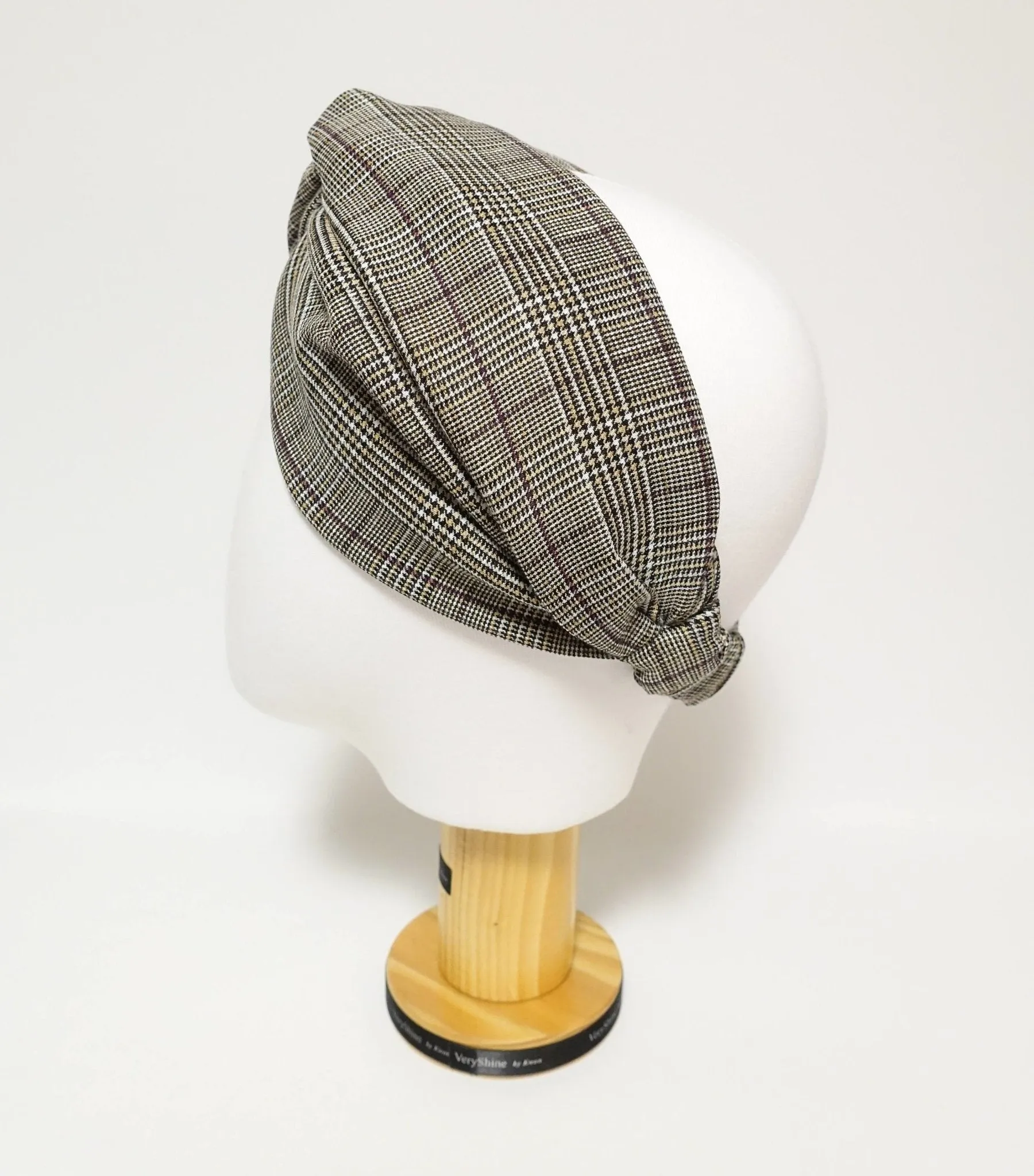 plaid check pattern front x twist fashion headband hair turban