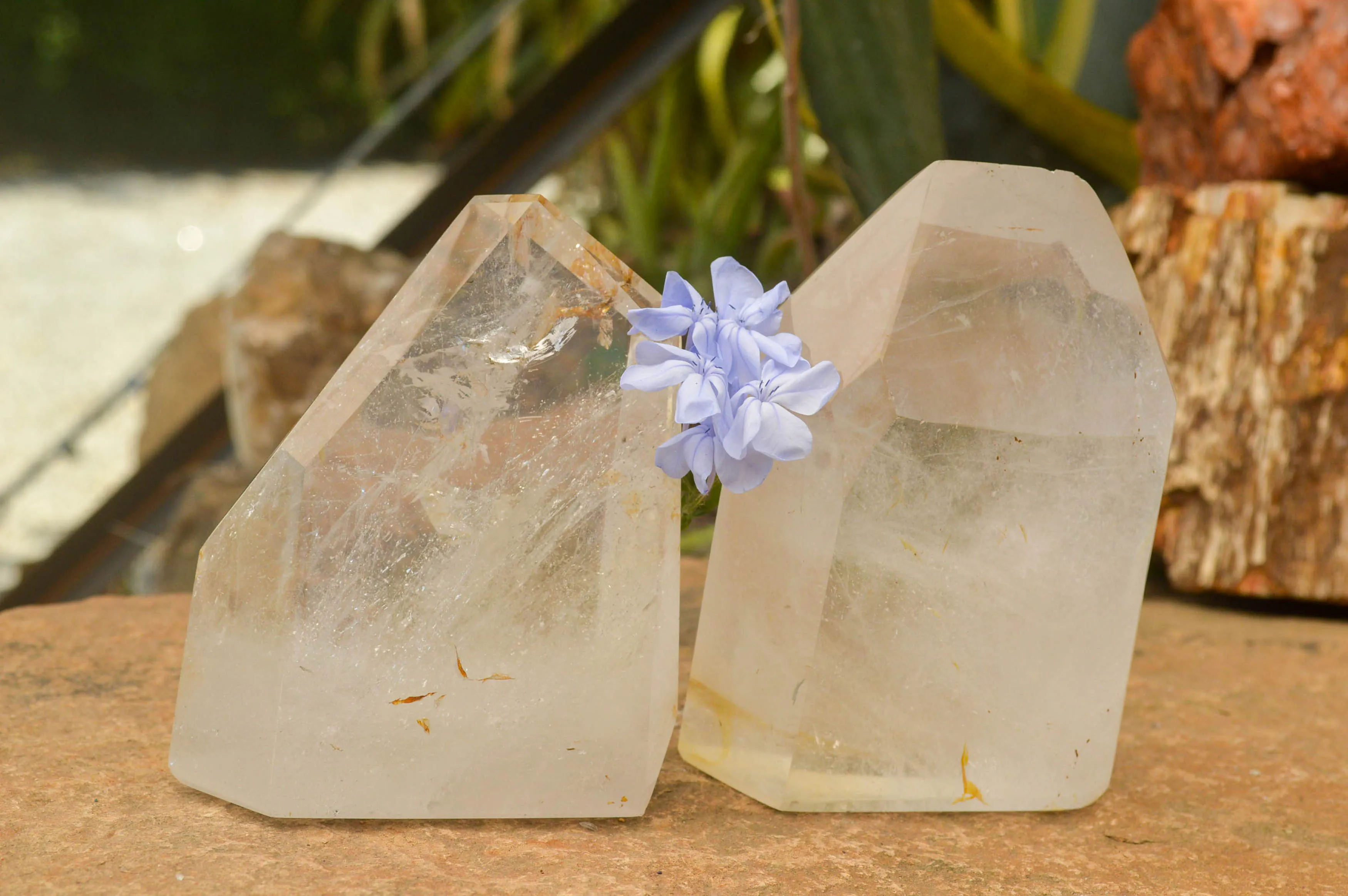 Polished Clear Quartz Crystal Points x 2 From Madagascar