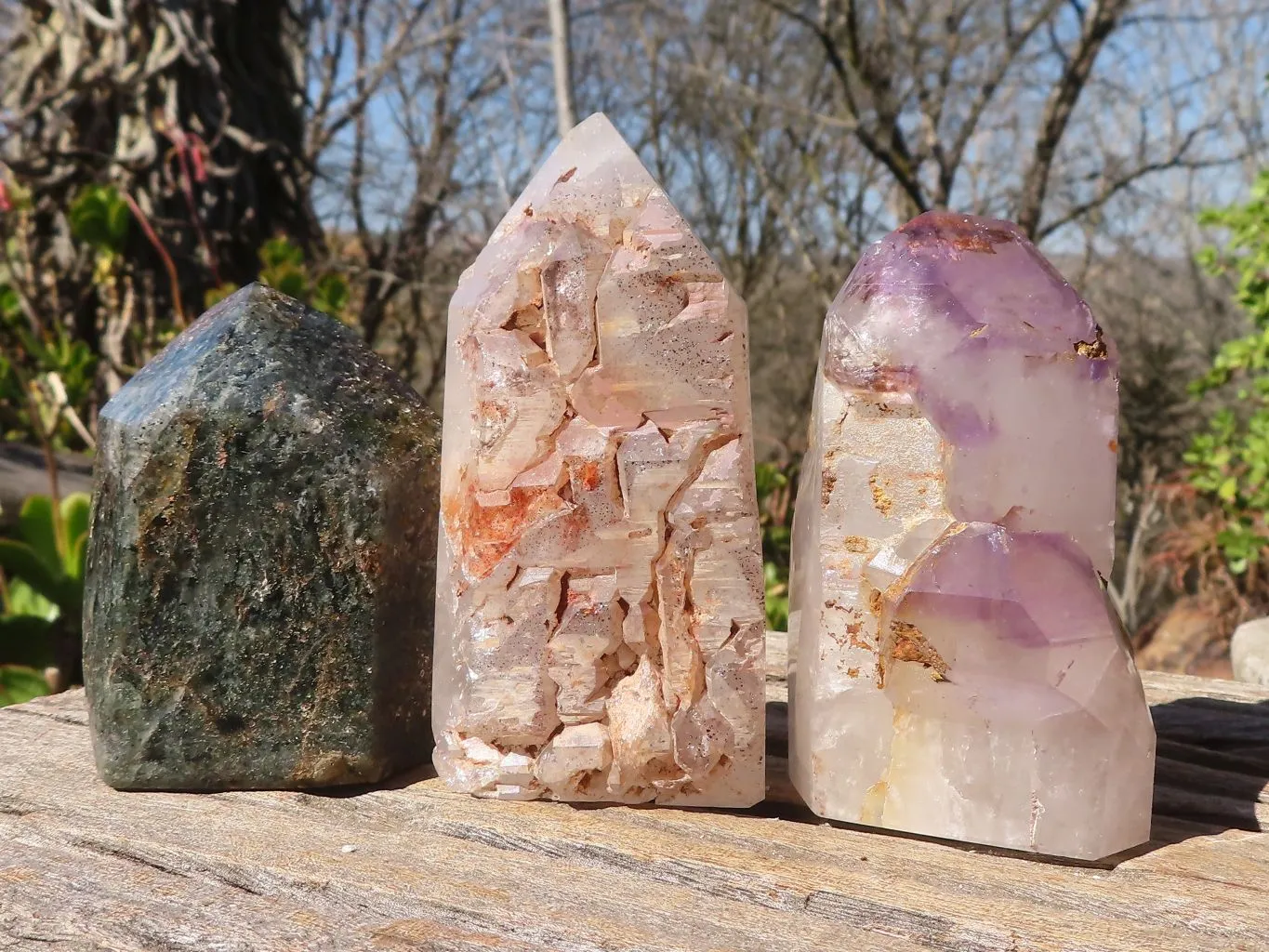 Polished Trio Of Mixed Quartz Points x 3 From Madagascar