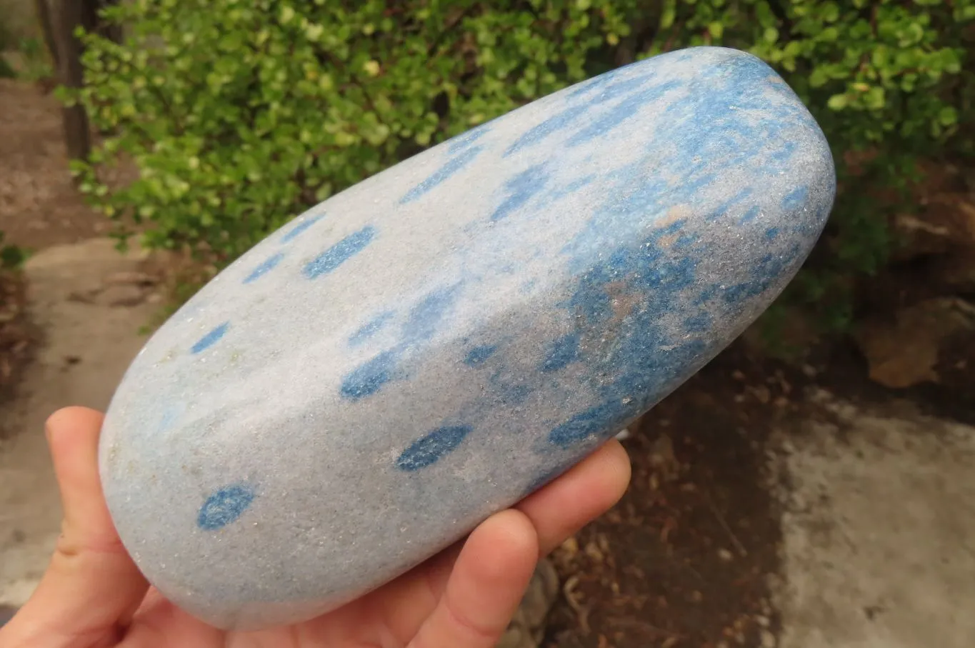 Polished XL Blue Spinel Quartz Standing Free Form x 1 From Madagascar