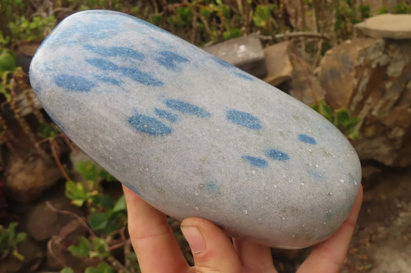 Polished XL Blue Spinel Quartz Standing Free Form x 1 From Madagascar