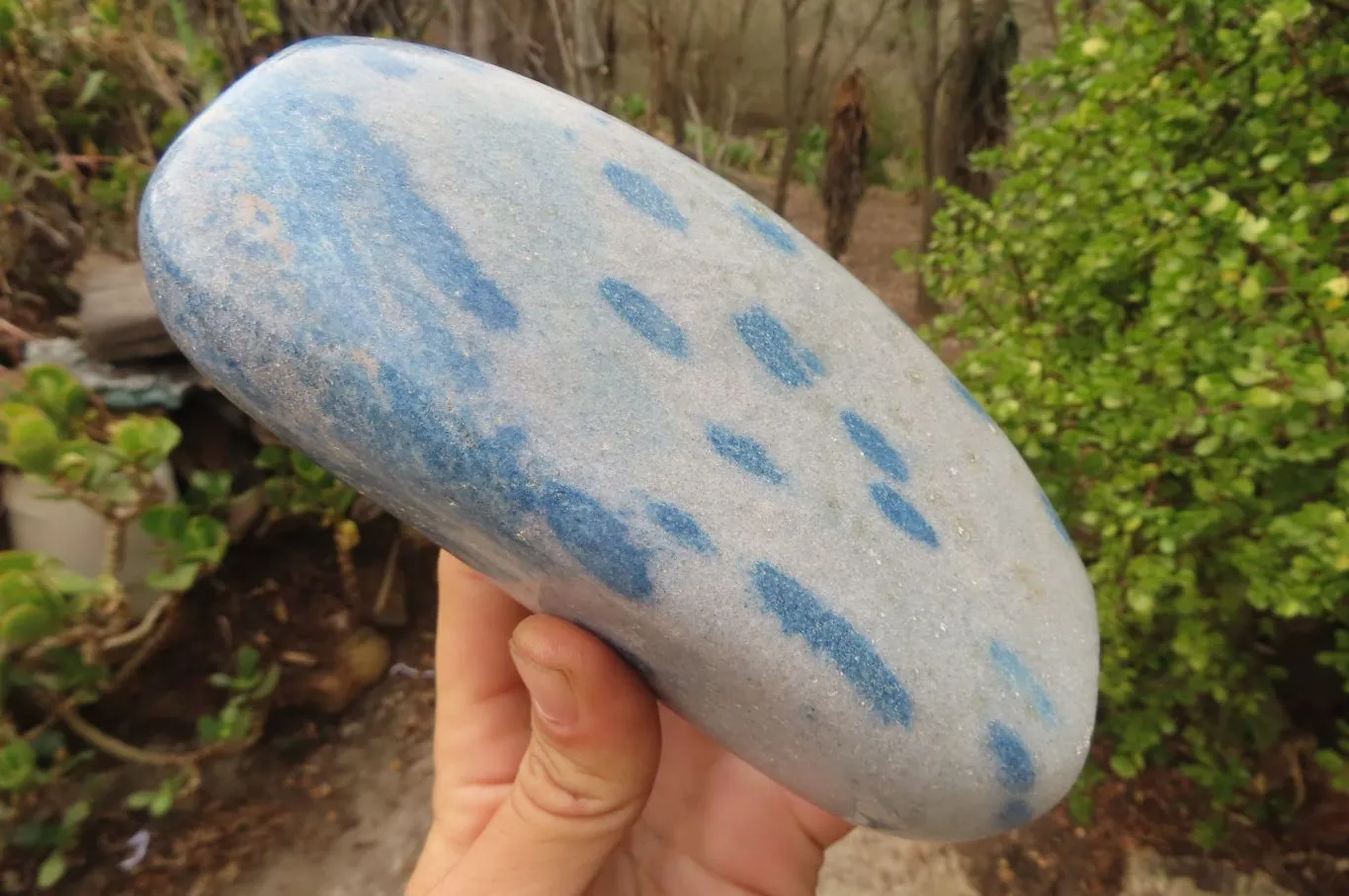 Polished XL Blue Spinel Quartz Standing Free Form x 1 From Madagascar