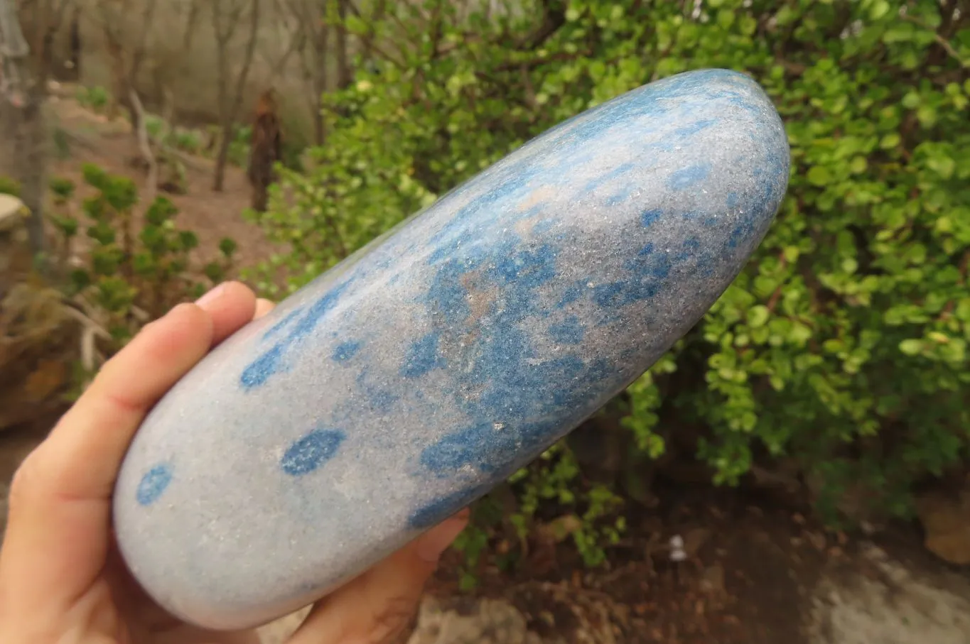 Polished XL Blue Spinel Quartz Standing Free Form x 1 From Madagascar