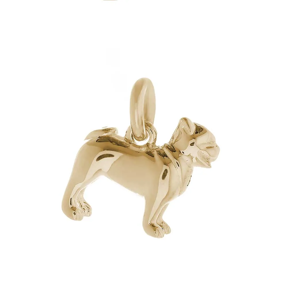 Pug Solid Gold Dog Charm