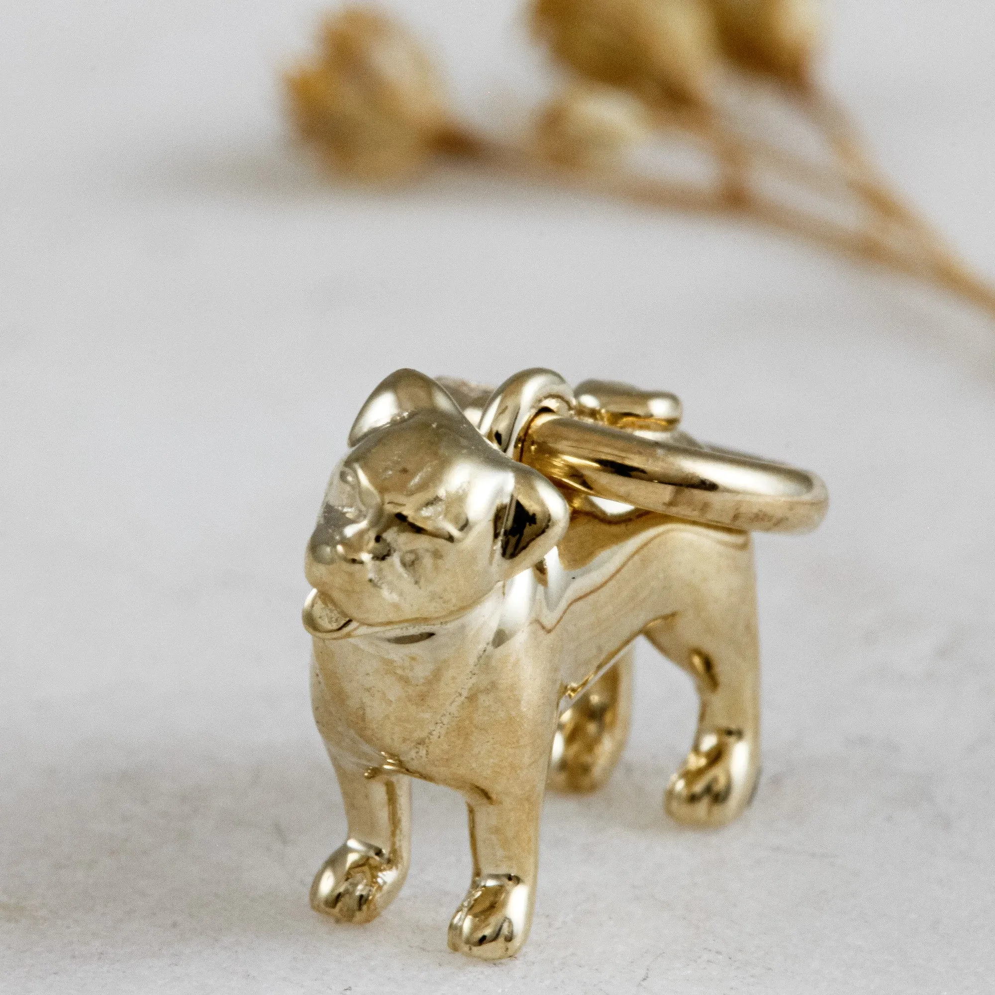 Pug Solid Gold Dog Charm